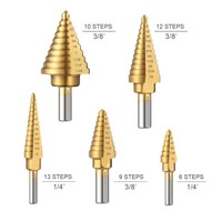 Ensemble de forets étagés NAIPU Imperial HSS avec plusieurs trous pour le perçage du métal et du bois sur l'acier, étui en aluminium protecteur