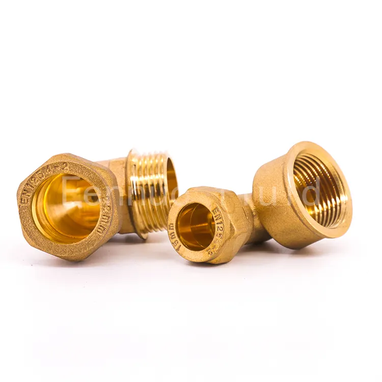 Professional brass compression fitting female elbow for copper pipe system