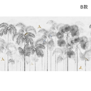 Palmier Oiseau Paysage Papier Peint <span class=keywords><strong>Tv</strong></span> Fond Mur Tissu Salon Chambre Mur Tissu Bois Jungle Murale - Product Image 2