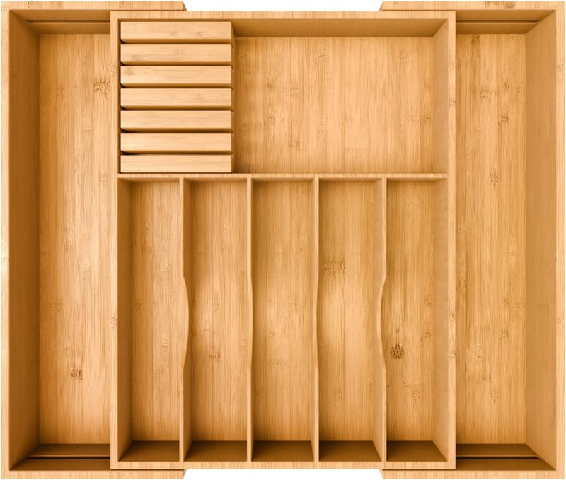 Bamboo Drawer Organizer Expandable Kitchen Drawer