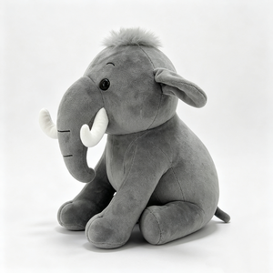 Customized Soft plush <b>elephant</b> with big eyes,Grey <b>elephant</b> plush with white tusks,Cute sitting <b>elephant</b> stuffed animal - Product Image 1