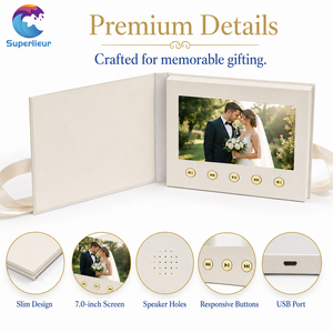 Superlieur A5 - Folleto de Video Digital Personalizado con Pantalla de 7.0 Pulgadas y Lámina Dorada, Regalo de Boda Personalizado y Álbum - Product Image 6