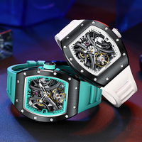 Montre Automatique de Marque de Luxe Unisexe de Haute Qualité, Montres Mécaniques à la Mode, Forme Carrée, Bracelet Ovale en Silicone, Vente en Gros d'Usine
