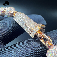 Collier chaîne cubaine en or rose 9K-18K de luxe |   Diamant rond étincelant cultivé en laboratoire |   Bijoux Hip Hop sur mesure