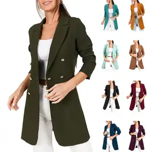 Groothandel Mode Lange Stijl Double Breasted Blazer Pak Jassen Voor Dames Dames