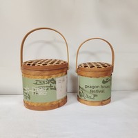 Panier de rangement alimentaire rond en bambou écologique de style chinois, emballage cadeau