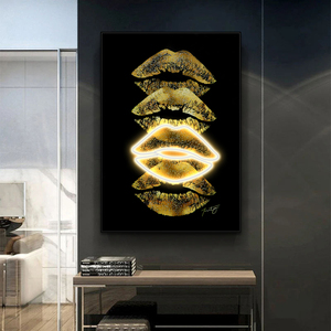 Grande Décoration Murale Mixte pour la Maison : Lèvres Sexy, Néon, Peinture en Porcelaine Cristalline, Pickles, Peinture LED 3D - Product Image 5