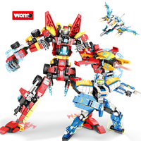 Set Blok Bangunan Woma Mech, Mainan Robot Transformer untuk Mech Warrior, Rakitan Gabungan Deformasi (C0406/C0407/C0408)