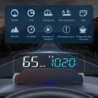 WIIYII C7 GPS HUD Spiegeldisplay mit Tachometer Uhr Kompass Universelle Passform USB Plug-and-Play für Auto