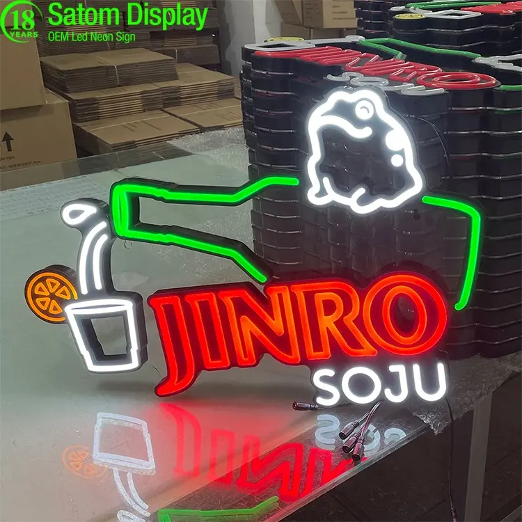 Satom led beer brand logo light sign custom bar neon sign