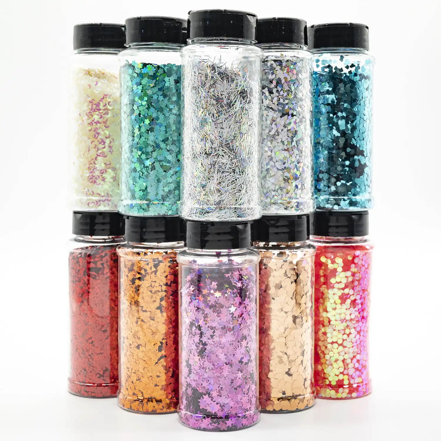 2 Ounces Bulk New Design High Quality PET Diamond Star Moon Shape Holographic Glitter For Resin Tumbler Christmas glitter powder