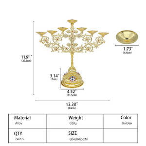 Orthodoxe 7-kaars Zinklegering Kerkbenodigdheden, 12 Inch Hoog 7 Armen Kerkbenodigdheden, Vintage Ontwerp Voor Religieuze Ceremonies - Product Image 4