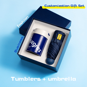 Exklusive 2-in-1 Geschenkbox 420ml 316 Edelstahl-Becher & Regenschirm Geschäftsgeschenk mit Individuellem Logo Firmen-Werbegeschenk - Product Image 2
