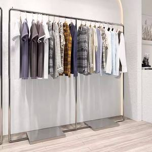 Rak berdiri toko baja tahan karat emas perak kustom mewah rak Tampilan toko desain ritel modis untuk pakaian - Product Image 3