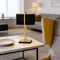 Lampe de table moderne d'intérieur en tissu et métal, lampe de lecture pour chambre à coucher, salon, hôtel, bureau, café, maison, villa