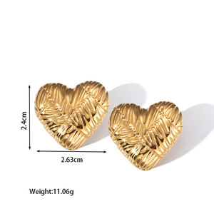 Ins Vintage 18K oro relleno brillante en forma de corazón pendientes No se decolora Acero inoxidable Irregular corazón <span class=keywords><strong>Stud</strong></span> pendientes mujeres 2025 - Product Image 6