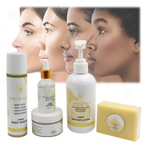 Ensemble de crème hydratante, sérum et savon au citron et à <span class=keywords><strong>la</strong></span> vitamine C avec logo personnalisé <span class=keywords><strong>pour</strong></span> éclaircir <span class=keywords><strong>la</strong></span> <span class=keywords><strong>peau</strong></span> et prendre soin du corps - Product Image 1