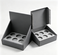 Boîte de présentation de comptoir en carton ondulé personnalisée avec trous ronds, présentoir de produits de vente au détail pour bouteilles, petits articles