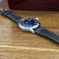 Montre de luxe personnalisable 44mm 24mm à remontage manuel lumineuse analogique mécanique montre pour homme bracelet en cuir GR0831-25 en verre