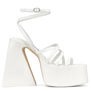 Sandalias de Plataforma Alta de Verano para Mujer, con Tiras Cruzadas, Tacones Gruesos, Diseño de Serpiente Neón, Tallas Grandes - Product Image 4