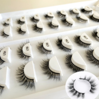 Cils en soie 3D en gros, cils en bande, cils 3D moelleux et vaporeux, faux cils en vison, bande complète avec boîte d'emballage, étiquette privée