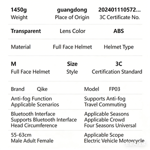 Casco de Motocicleta para Vehículo Eléctrico, Casco Integral <span class=keywords><strong>Bluetooth</strong></span>, Casco de Caballero para Todas las Estaciones, Universal, Certificado Qike 3C, Casco de Seguridad - Product Image 6