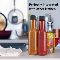 Bouteille en verre pour sauce chili, vinaigrette, barbecue, sauce piquante, 150 ml, 250 ml, 3 oz, 5 oz, bon marché, vide, avec couvercle noir anti-fuite