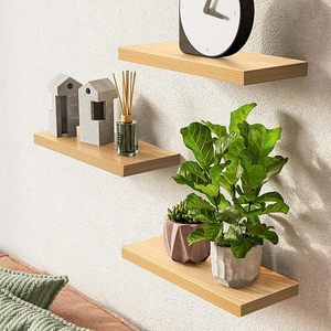 Prateleiras flutuantes para parede rústica sólida Live-Edge Prateleiras de parede de madeira resistentes com suportes invisíveis, conjunto de <span class=keywords><strong>2</strong></span> para casa - Product Image 2