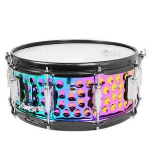 Diseño Especial, Hermoso Color, Tambor Metálico de Acero de 14 Pulgadas x 6.5 Pulgadas, Perforado a Mano, con Parche <span class=keywords><strong>REMO</strong></span> y Abrazaderas LP - Product Image 5