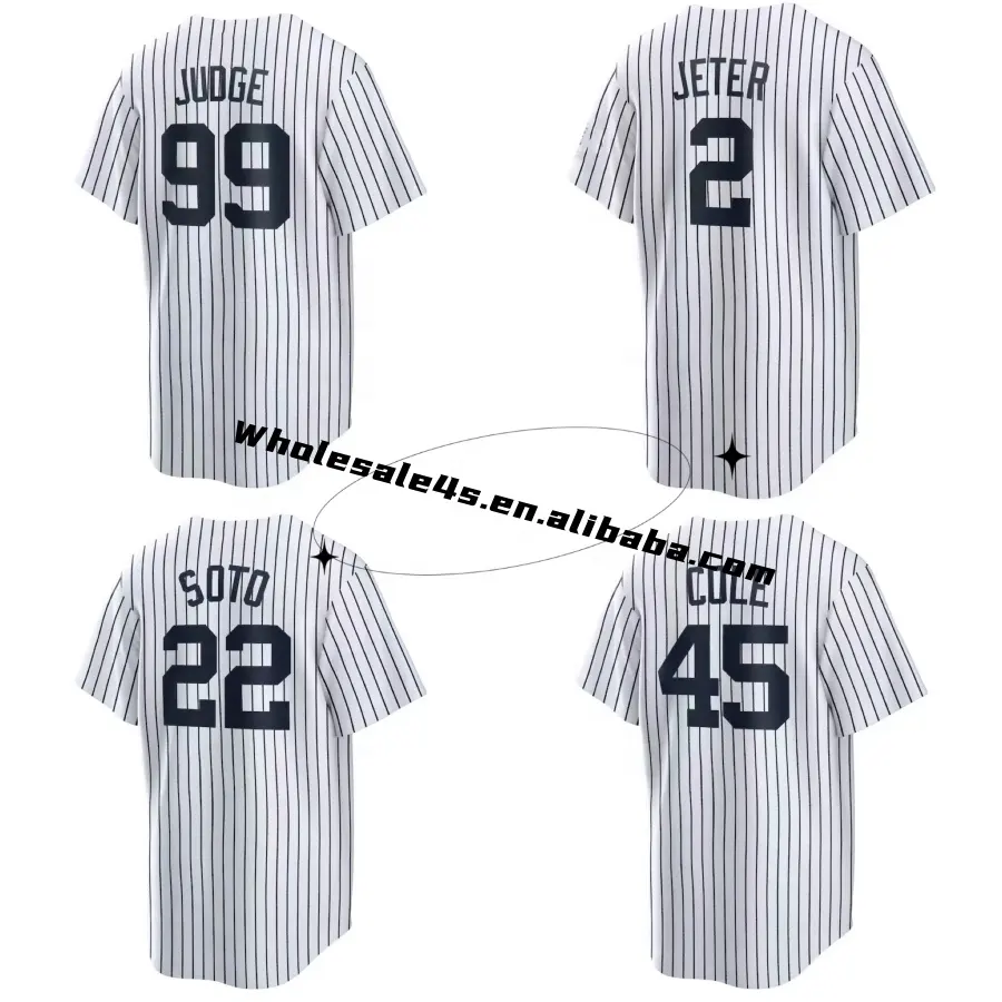 Venta al por mayor New York City YankeeStitched Baseball Jersey Hombres Blanco Americano Béisbol Softball Uniforme #22 Soto 99 Judge 2 Jeter