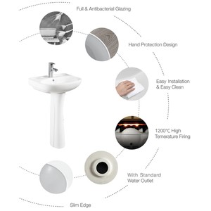 Lavabos en céramique de haute qualité, vente d'usine, salle de bain, piédestal, lavabos à shampoing - Product Image 6