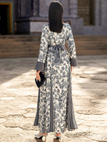 Robe maxi élégante Abaya musulmane ornée de strass, imprimé floral, pour les célébrations de l'Aïd, les événements formels