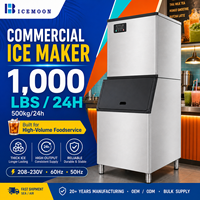 Machine à glace professionnelle de 500 kg, machine à glaçons en blocs, machine à fabriquer des glaçons automatiques, refroidisseur industriel en acier inoxydable, vente en gros