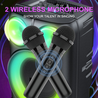 SING-E ZQS8238 Altavoz Karaoke Portátil BT con 2 Micrófonos, LED RGB, Funciona con Batería, para Exteriores