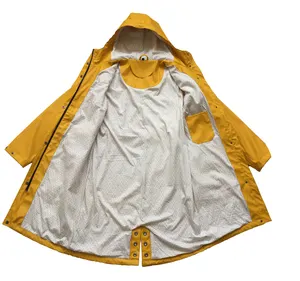 Recycled Outdoor Women Long Sealed Seams Waterproof PU Rain Jacket