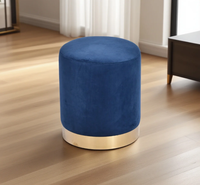 Pouf ottoman en tissu velours CARLFORD avec décoration dorée, tabouret de lit, repose-pieds, meubles pour salon