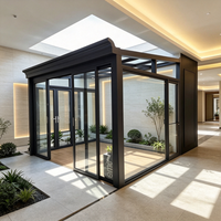 Serre en verre moderne européenne préfabriquée, véranda, structure en aluminium, kit de maison de jardin triangulaire, double vitrage, isolation thermique
