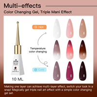 MTSSII Kit de 3 Gels Thermiques pour Ongles – Vernis Semi-Permanent Longue Durée 10ml – Gelée Nude