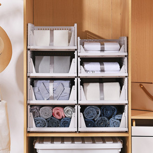 Clothing Organizer Drawer Storage Box White Rectangle Tiered Wardrobe Shelf <b>Clothes</b> Organizer Cabinet <b>Shelves</b> - Product Image 3