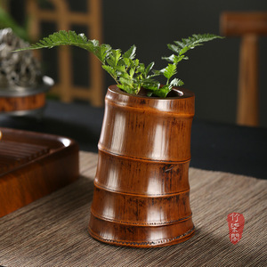 Bamboo Root Vase Round Handmade Decorative Desktop Flower Pot Traditional Chinese Style Guizhou Origin - Product Image 5
