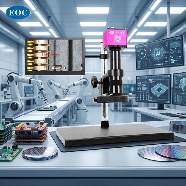 EOC 5MP CCD Industrial Digital Measuring Microscope 10-600X 13 Inch LCD Screen USB H-D-M-I OEM Wholesale for PCB