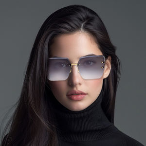 Gafas de Sol de Diseño Moderno con Degradado, al por Mayor, de Lujo, Extra Grandes, con Montura Cuadrada sin Aro y Corte de Diamante para Mujer - Product Image 1