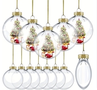 Boule de Noël transparente plate de 6 cm, 8 cm, 10 cm, de haute qualité, à peindre soi-même, décoration de boule transparente, ornement