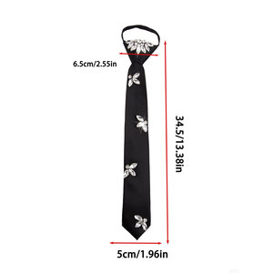 Corbata de diamantes de imitación para mujer, ajustable, negra, con adornos florales, para camisas, trajes, accesorios - Product Image 2