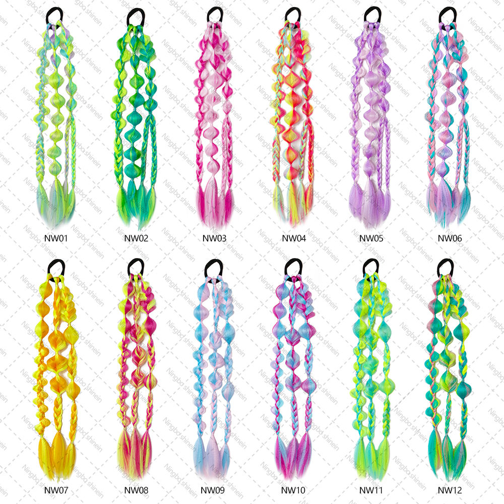 Wholesale 21inch Handmade Ombre Kids Synthetic Twist Bubble Braid Hairpieces Ponytail Box Jumbo Kids Hair Braids Extensions
