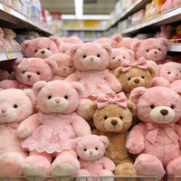 Op voorraad 4/8/10 inch roze teddyberen pluche speelgoed knuffels zacht pluche klauwautomaat prijs mini pluche rechtstreeks van de fabriek