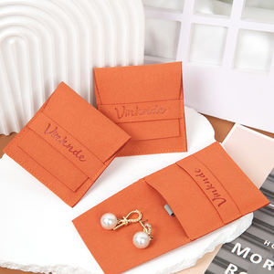 <span class=keywords><strong>Pochette</strong></span> d'emballage en microfibre orange sur mesure 8x8cm pour bijoux, cadeaux, colliers, bagues - Product Image 2