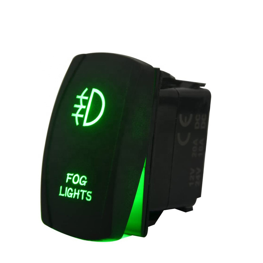 Led Rocker Switch Amomd 12V/24V RV / Marine 5P Green LED Fog Light ON OFF Rocker Switch