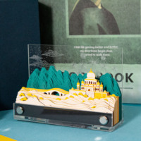 Vente en gros de bloc-notes autocollantes 3D Castle Blocs de papier pour notes postales DIY Cadeau promotionnel Bloc-notes 3D découpé au laser avec lumières
