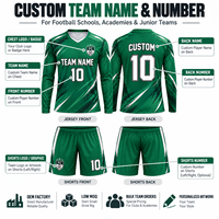 Tenue de football scolaire : Maillot à manches longues et short personnalisés pour jeunes, uniforme de football par sublimation, vente en gros OEM, ensemble nom et numéro